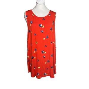 Old Navy Luxe Printed Curve Hem Tank Blouse Blue Floral Sleeveless Women M Boho